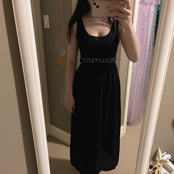 Topshop Black Cutout Maxi Dress Size 2 - Picture 1 of 3